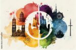 Religious Harmony, watercolor style generative AI